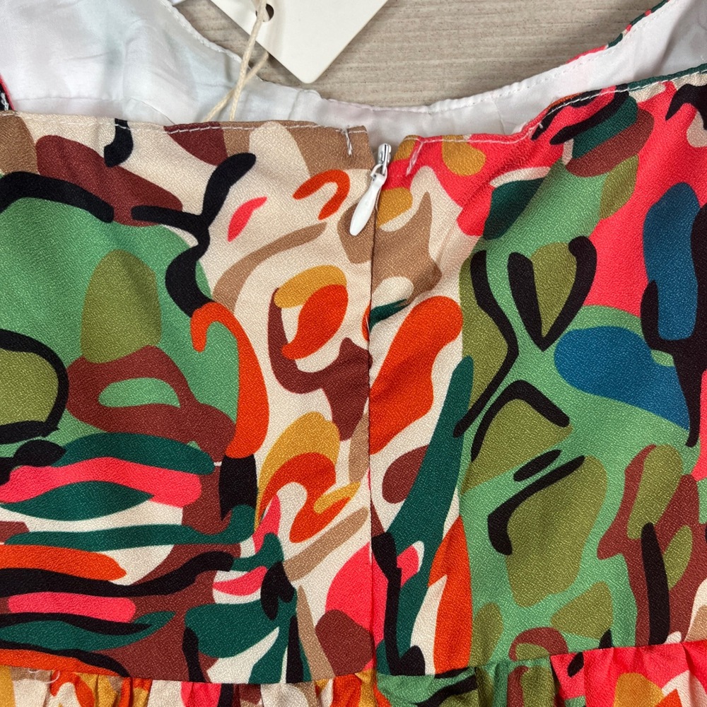 Commense Abstract Print Ruffle Strap Romper Multi Color XS NWT - Picture 5 of 10